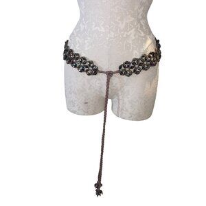 Womens Iridescent Multicolor Glass Beaded Decorative Bohemian Belt One Size